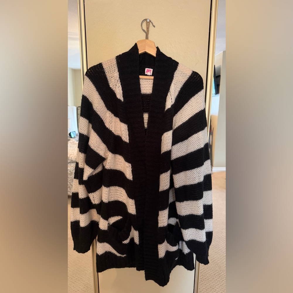 Juicy Couture Striped Black and White Women's Sweater